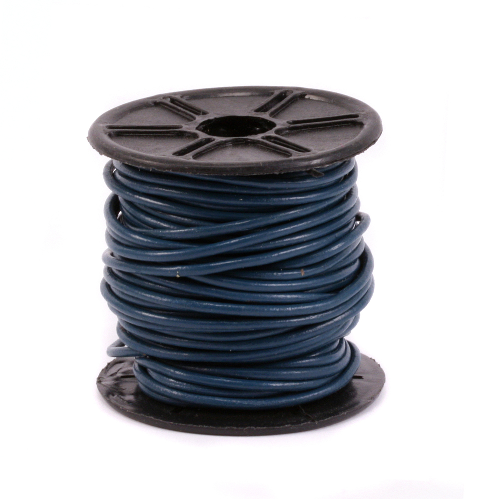 Leather & Faux Leather Leather Cord, Round 1.5mm, Denium Blue 32.8 ft